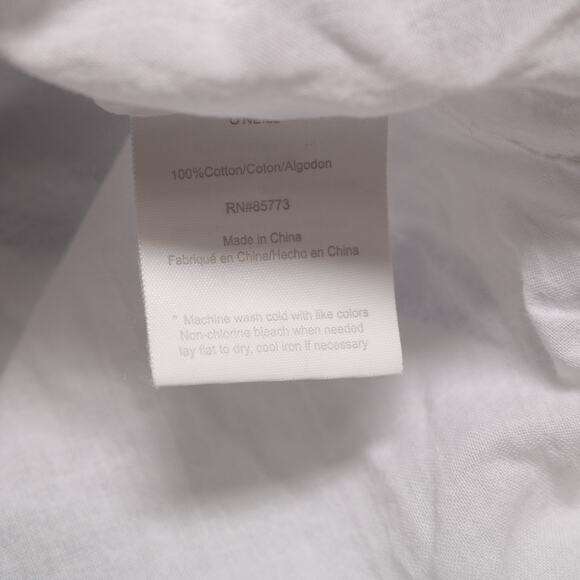 O'Neill White Blue Striped Cotton Mini Dress Ruffle Hem Swing Sundress Size L - Picture 10 of 12